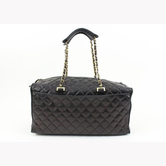 Chanel Rare Black Quilted Lambskin Boston Gold Chain Duffle 38ck311s - Picture 1 of 12